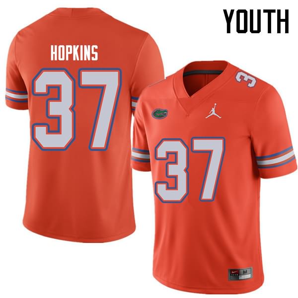 NCAA Florida Gators Tyriek Hopkins Youth #37 Jordan Brand Orange Stitched Authentic College Football Jersey YMV3064VI